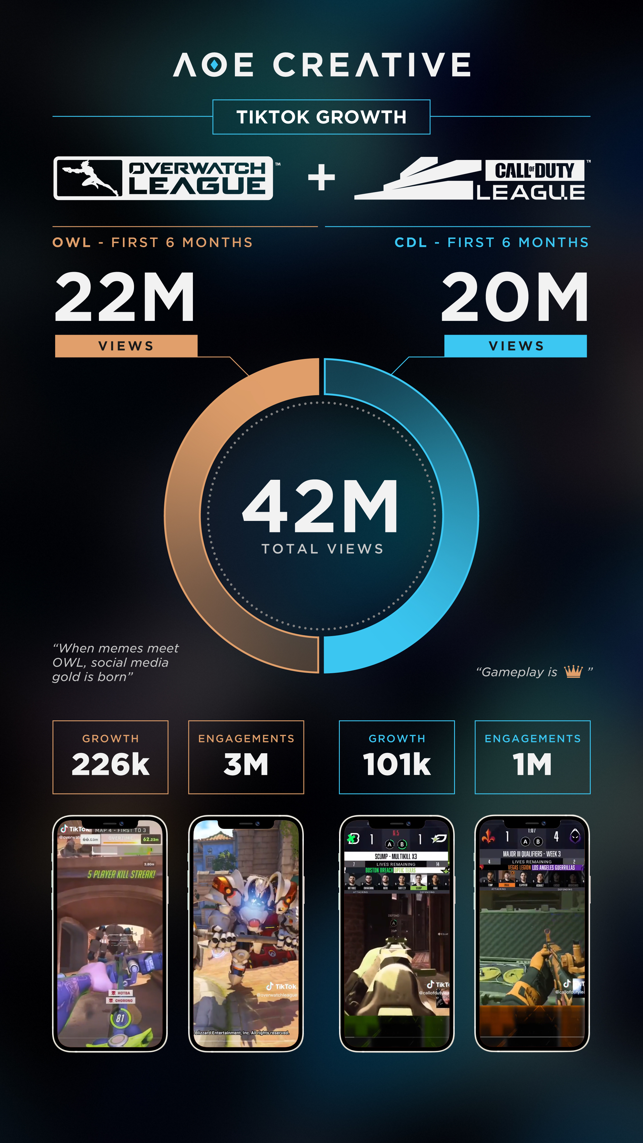 High level view of the TikTok statistics of growth on the accounts